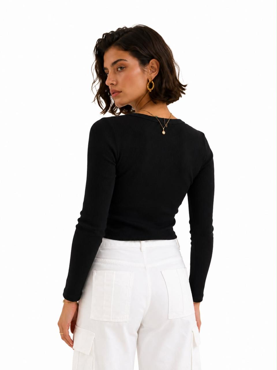Blusa San Diego Manga Longa Preto